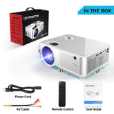 WiFi same-screen projector, 360-degree flip, 2800 lumens, 120-inch display, support 1080P full HD, LED light, 50,000 hours, portable projector compatible with TV stick, smartphone, tablet, HDMI, USB, VGA, AV UK PLUG